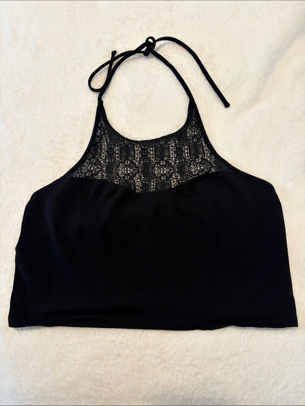 Ecote Black Lace Halter Crop Top